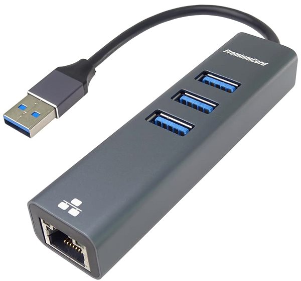Átalakító PremiumCord adapter USB3.2 -> LAN RJ45 ETHERNET 10/100/1000 MBIT + 3x USB3.2 port ...