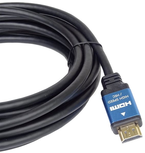Video kábel PremiumCord Ultra HDTV 4K @ 60 Hz kábel HDMI 2.0b kovové + pozlátené konektory 0,5 m Bočný pohľad