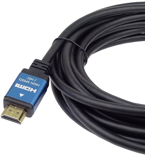 Videokabel PremiumCord Ultra HDTV 4K@60Hz Kabel HDMI 2.0b Metall + vergoldete Anschlüsse - 1 m Seitlicher Anblick