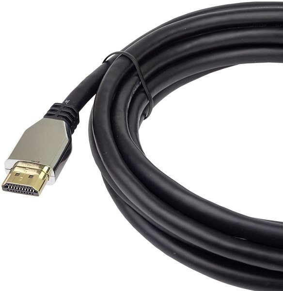 Videokábel PremiumCord ULTRA HDMI 2.1 High Speed + Ethernet kábel 8K@60Hz, 4K@120Hz, 1m aranyozott Oldalnézet