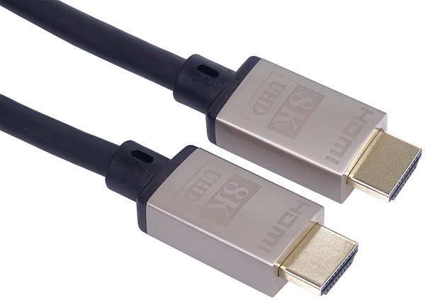 Video kábel PremiumCord Ultra High Speed HDMI 2.1 kábel 8K@60Hz,4K@120Hz kovové konektory 1 m Bočný pohľad