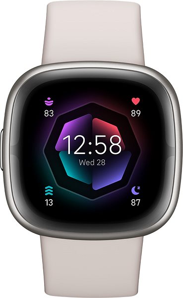 Smart hodinky Fitbit Sense 2 Lunar White/Platinum ...