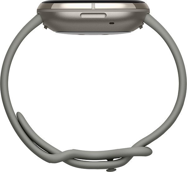 Smartwatch Fitbit Sense Salbeigrau / Silber Edelstahl Seitlicher Anblick