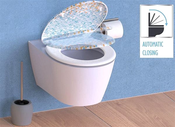 WC doska WC sedadlo SCHÜTTE MOSAIK BLAU-ORANGE | Duroplast, Soft Close Lifestyle