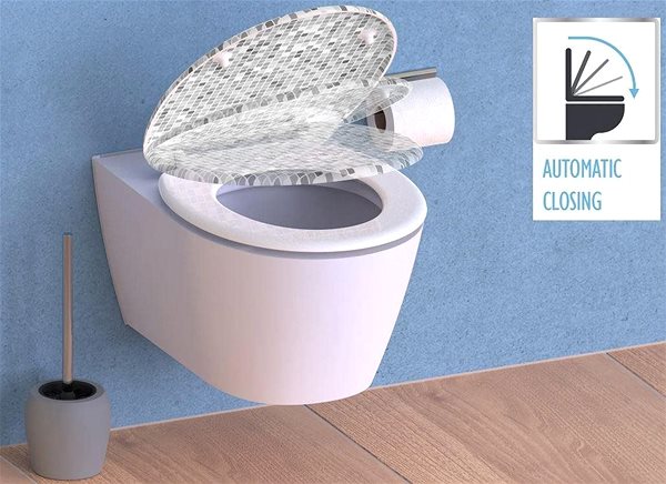 WC doska WC sedadlo SCHÜTTE MOSAIK GRAU| Duroplast, Soft Close Vlastnosti/technológia