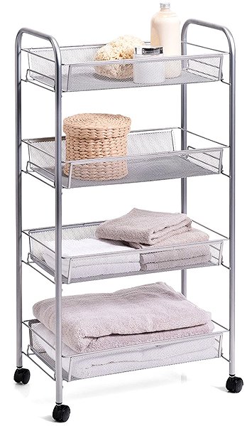 Shelving Unit Zeller Shelf on wheels, metal, silver ...