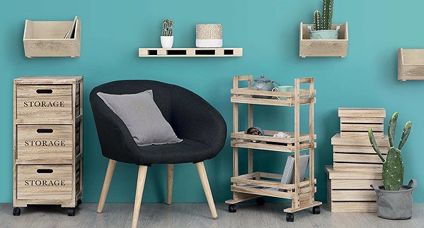 Shelving Unit 5five Simply Smart Kitchen trolley with 3 shelves, wooden, 82 cm ...