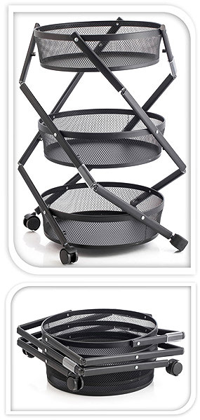 Shelving Unit Storagesolutions Folding kitchen trolley on wheels, 3 tiers ...