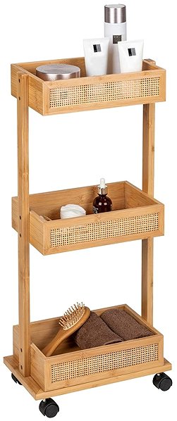 Regál Wenko Allegre Bamboo Kúpeľňový regál na kolieskach, 3 police ...