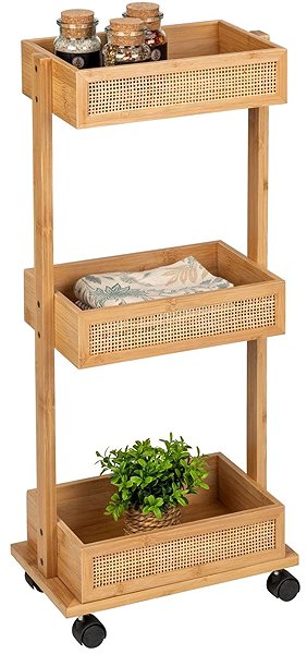 Regál Wenko Allegre Bamboo Kúpeľňový regál na kolieskach, 3 police ...