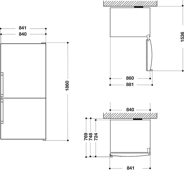 Refrigerator WHIRLPOOL W84BE 72 X 2 Technical draft