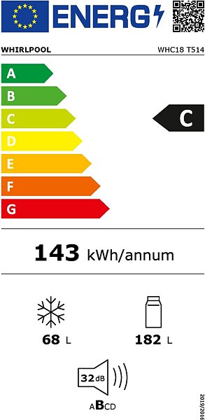 Built-in Fridge WHIRLPOOL WHC18 T514 Energy label