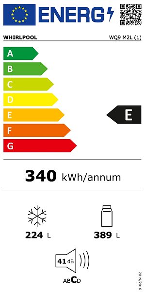 Americká lednice WHIRLPOOL WQ9 M2L Energetický štítek