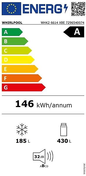 Refrigerator WHIRLPOOL WHK2 6614 X8E Energy label