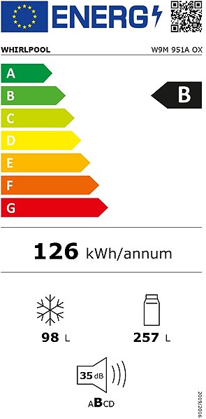 WHIRLPOOL W9M 951A OX Refrigerator Energy label