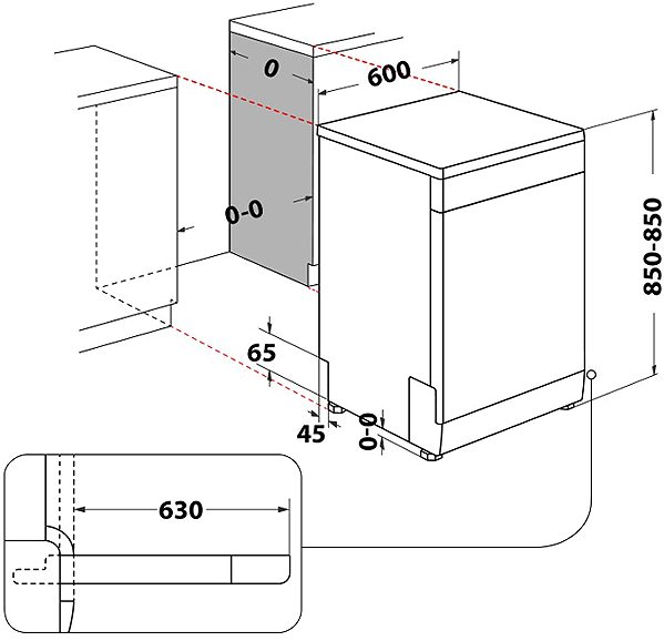 Dishwasher WHIRLPOOL W7F HP43 X Technical draft