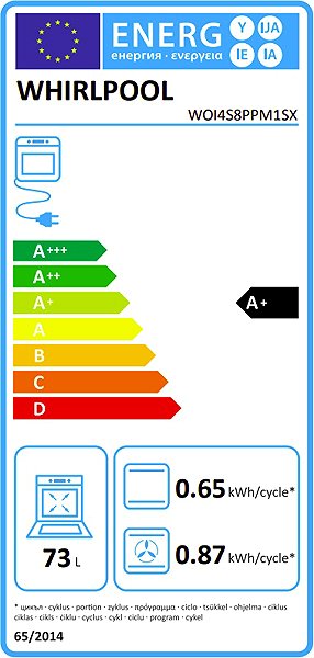 Sütő és mikrohullámú sütő szett WHIRLPOOL WOI4S8PPM1SX + WHIRLPOOL WMN464BX Energia címke