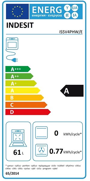 Stove INDESIT IS5V4PHW/E Energy label