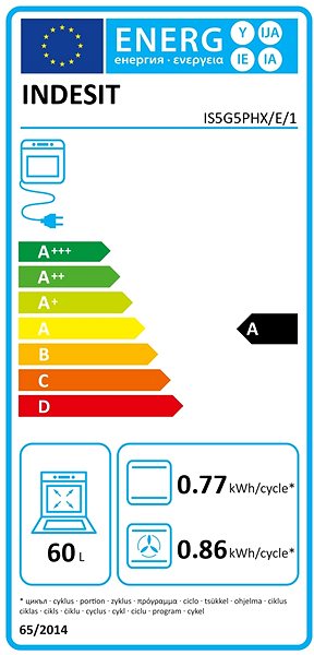 Stove INDESIT IS5G5PHX/E/1 Energy label
