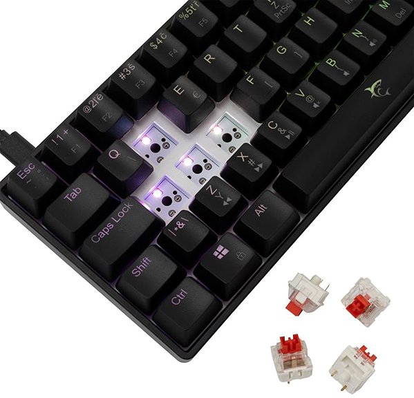 Gaming Keyboard White Shark SHINOBI 2, red SW, black - CZ/SK ...