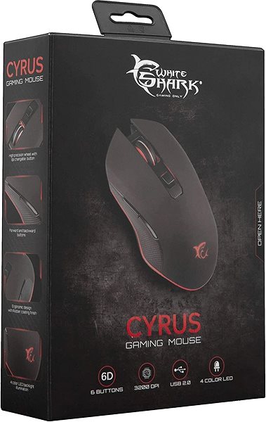 Gaming-Maus White Shark CYRUS Gaming Mouse Verpackung/Box
