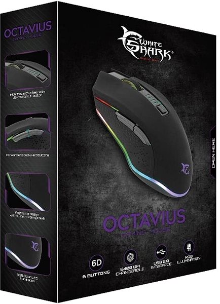 Gaming-Maus White Shark OCTAVIUS Gaming Mouse Verpackung/Box