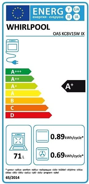 Built-in Oven WHIRLPOOL OAS KC8V1SW IX Energy label