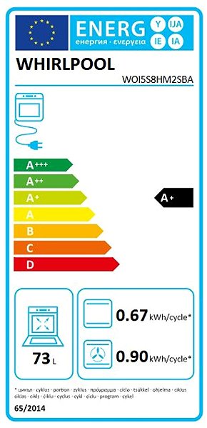 Beépíthető sütő WHIRLPOOL WOI5S8HM2SBA Energia címke