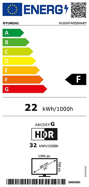 Television 24“ Hyundai HLM 24T405 SMART Energy label