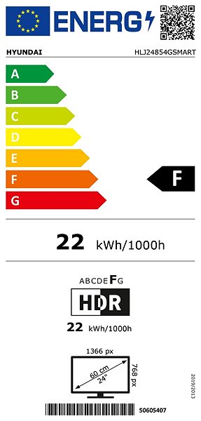 Television 24“ Hyundai HLJ 24854 GSMART Energy label