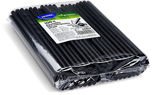 Strohhalm Wimex Bio-Verbundstoff-Trinkhalm Jumbo 8 mm × 21 cm, schwarz – 100 Stück ...