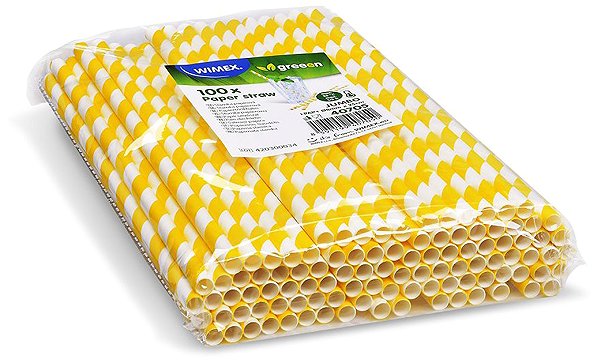 Strohhalm Wimex Papierstrohhalm „Spirale“ 8 × 25 cm, gelb – 100 Stück ...