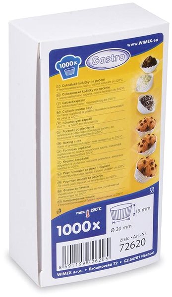 Baking Mould Wimex Confectionery cupcake, white, diameter 20 × 19 mm - 1000 pcs ...