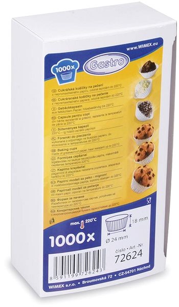 Baking Mould Wimex Confectionery cupcake, white, diameter 24 × 18 mm - 1000 pcs ...