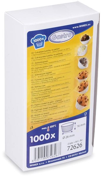 Baking Mould Wimex Confectionery cupcake, white, diameter 26 × 16 mm - 1000 pcs ...