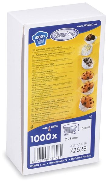 Baking Mould Wimex Confectionery cupcake, white, diameter 28 × 16 mm - 1000 pcs ...