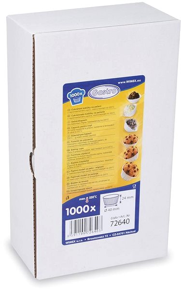 Baking Mould Wimex Confectionery cupcake, white, diameter 40 × 24 mm - 1000 pcs ...