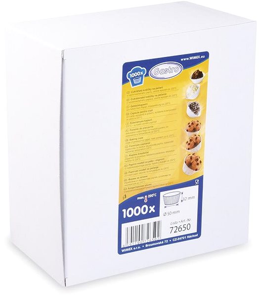 Baking Mould Wimex Confectionery cupcake, white, diameter 50 × 32 mm - 1000 pcs ...