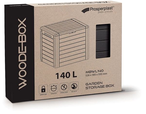 Úložný box Prosperplast Záhradný box Woodebox antracit 140 l ...