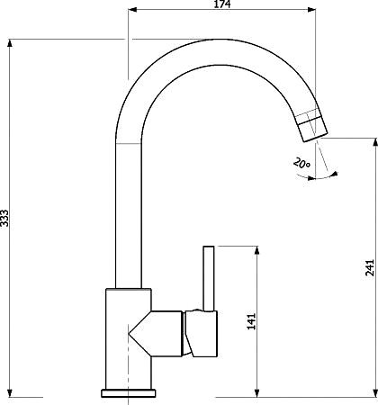 Tap AQUASANITA Sabia 5523 Black Metallic Technical draft