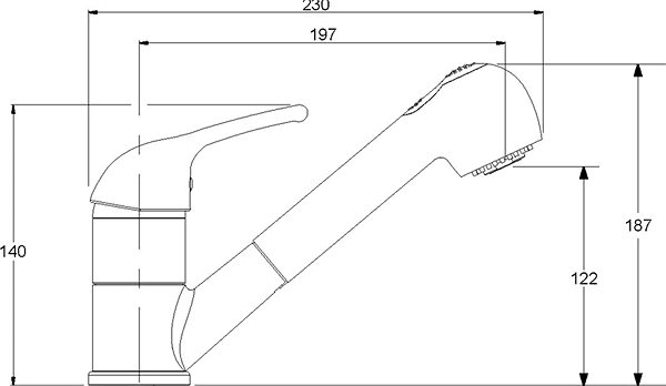 Tap AQUASANITA Rondo 2581 Black Metallic Technical draft