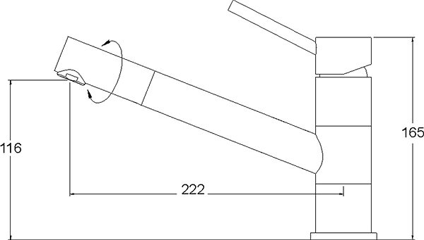 Tap AQUASANITA Tera 2763 Black Metallic Technical draft