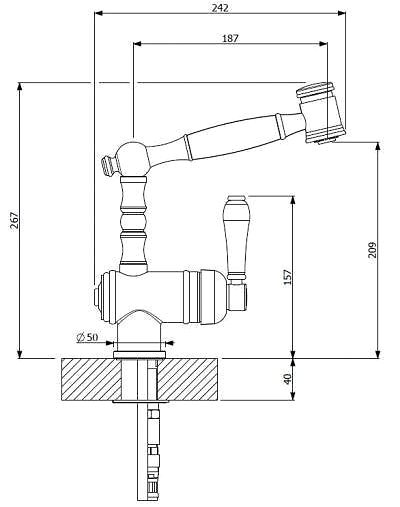 Tap LUISINA R202 with Shower Chrome Technical draft