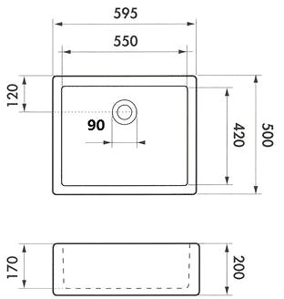 Ceramic Sink LUISINA Farmhouse 595 Technical draft