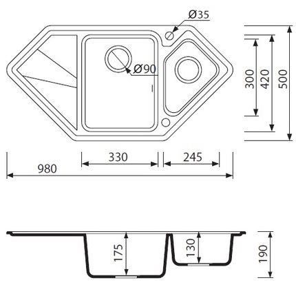 Granite Sink MARMORIN Torro 980.10ER, Black ...