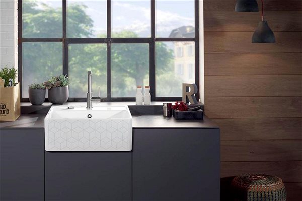 Ceramic Sink VILLEROY & BOCH Single 595 Mosaic White Ceramic Mosaic ...