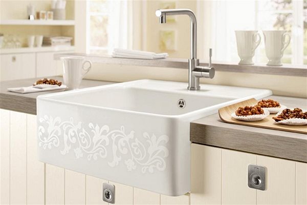 Ceramic Sink VILLEROY & BOCH Single 595 White Pearl White Ceramic Pearl ...