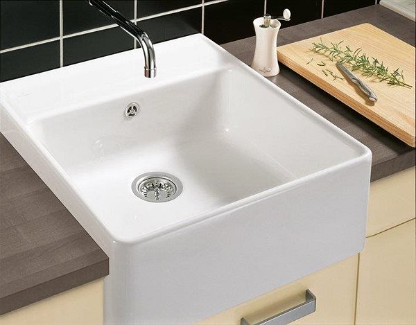 Ceramic Sink VILLEROY & BOCH Single 595 White Pearl White Ceramic Pearl ...