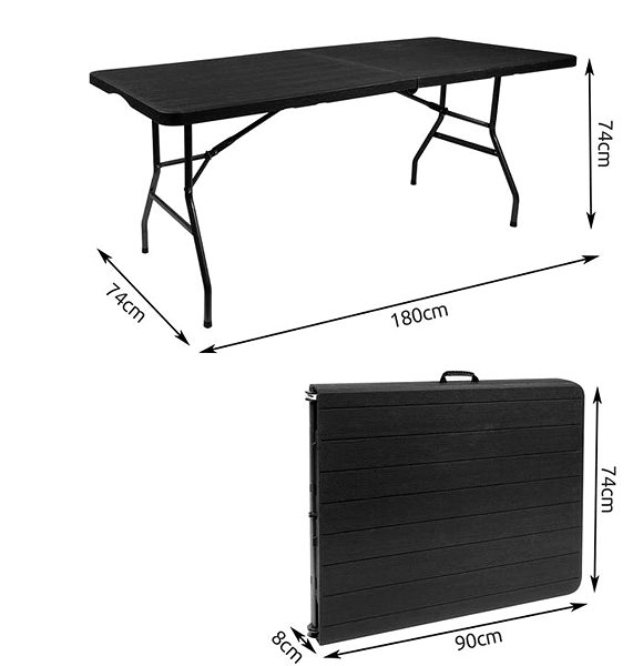 Záhradný stôl Gardlov 12280 Skladací stôl 180 × 74 cm, čierny ...