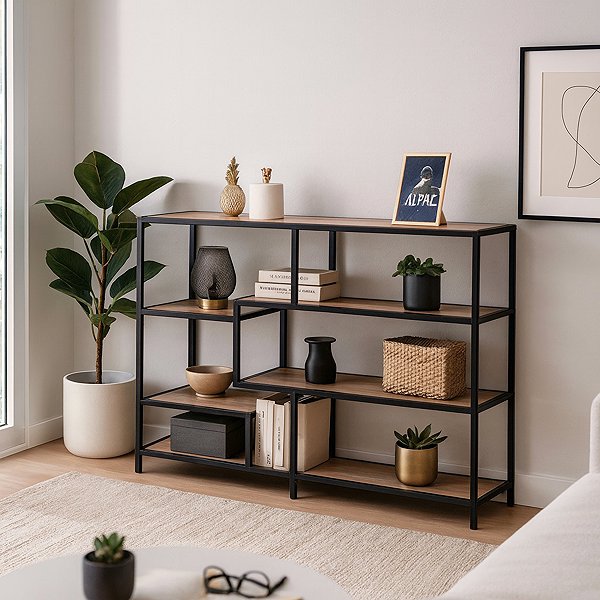 Shelving Unit DOCHTMANN Shelving unit colourado, decor oak, metal, 114 × 33 × 78 cm ...